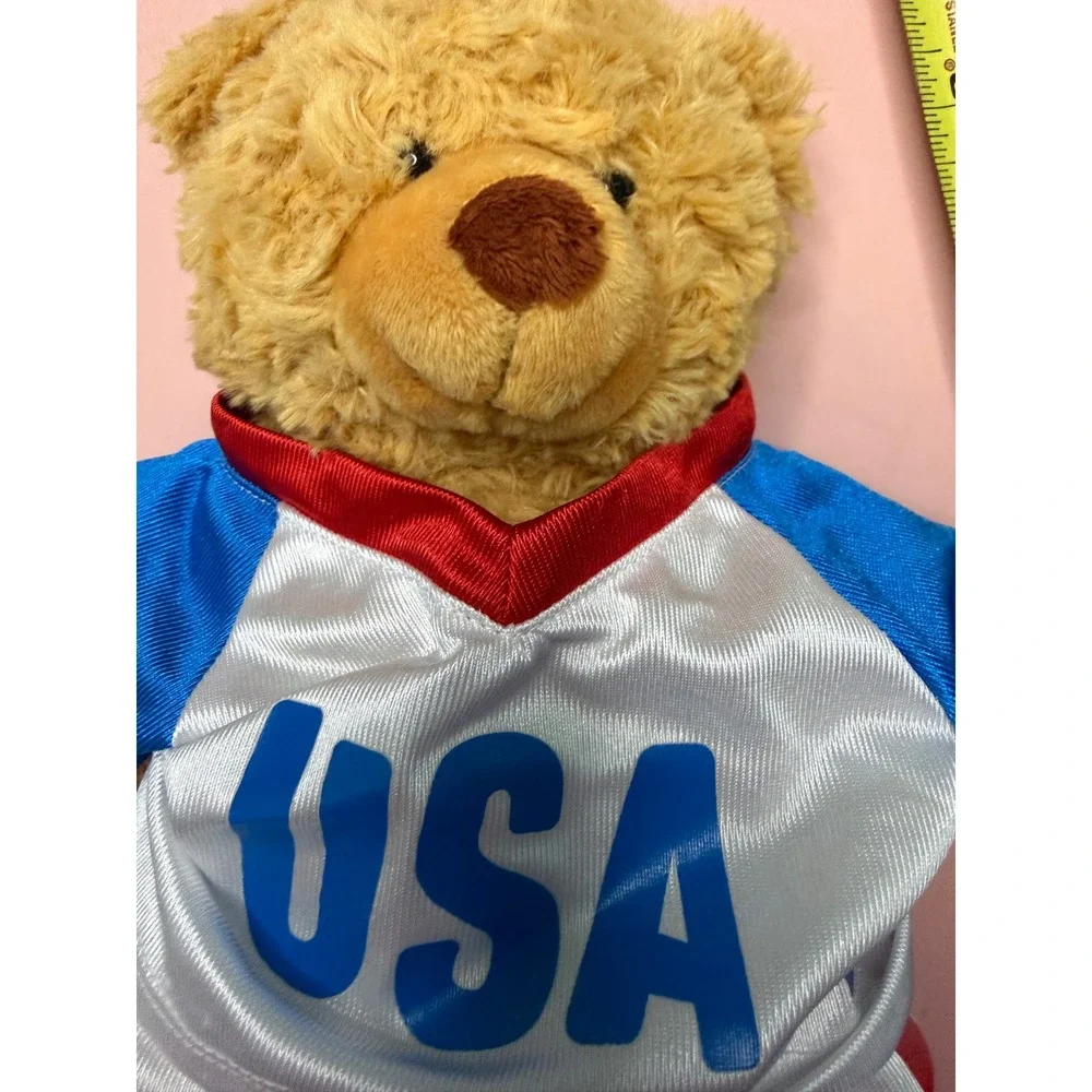 Tan Plush Teddy Bear Team USA Athletic Uniform Jersey Shorts 9‎ Inch Stuffed Toy